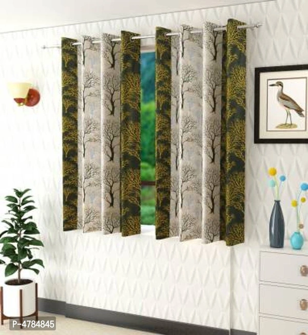 Set Of 2 Polyester Printed Window Curtains - P-4784845