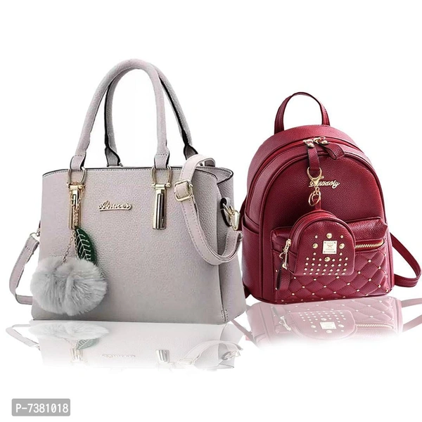 Trendy Cute Handy Hand-Held Shoulder Bag And Backpack Combo For Women - P-7381018