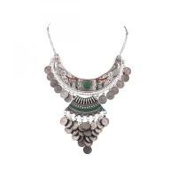 Generic Afghani Tribal Antique Boho Oxidised Silver Necklace - Silver, 230
