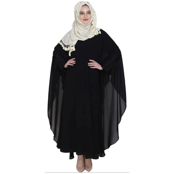 Humeira Abaya Simple Dubai Style Farasha in Al Nida Fabric Black Colour - 54, Black, 56, 44, 300