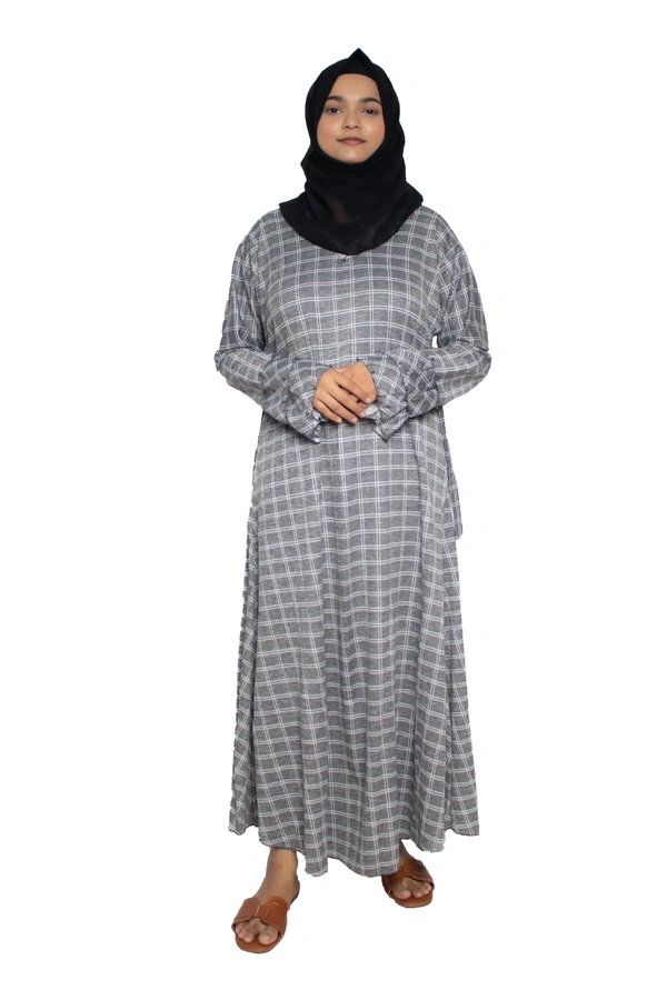 Humeira Abaya Dubai Style Simple Abaya Burkha in Al Nida Fabric Garm White Grey Grey