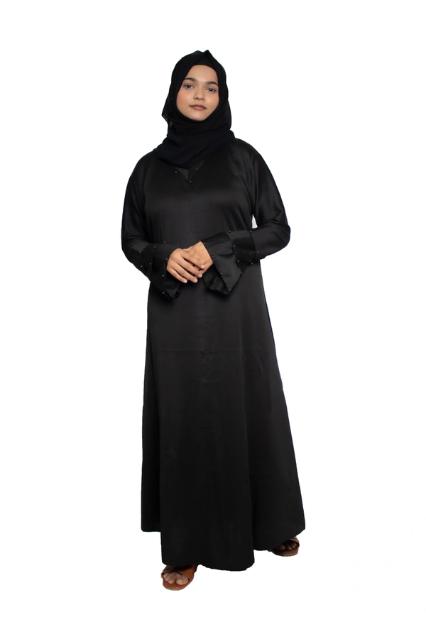 Humeira Abaya Dubai Style Simple Abaya Burkha in Garm Fabric Garm Black Black