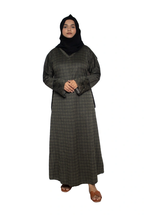 Humeira Abaya Dubai Style Simple Abaya Burkha in Garm Fabric Garm Green Green