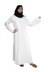 Humeira Abaya Dubai Style Simple Abaya Burkha in Premium Crush Fabric CY Crush Coat Type Abaya Burkha in Al Nida Fabric White - 54, White, 300 gms
