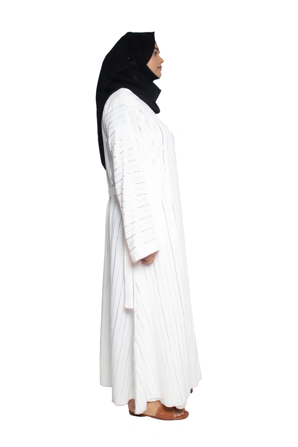 Humeira Abaya Dubai Style Simple Abaya Burkha in Premium Crush Fabric CY Crush Coat Type Abaya Burkha in Al Nida Fabric White - 54, White, 300 gms