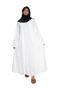 Humeira Abaya Dubai Style Simple Abaya Burkha in Premium Crush Fabric CY Crush Coat Type Abaya Burkha in Al Nida Fabric White - 54, White, 300 gms