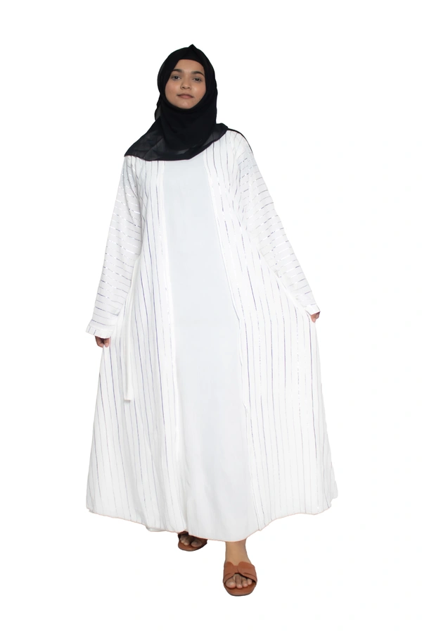 Humeira Abaya Dubai Style Simple Abaya Burkha in Premium Crush Fabric CY Crush Coat Type Abaya Burkha in Al Nida Fabric White - 54, White, 300 gms