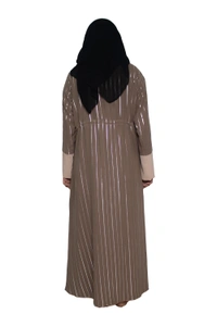 Humeira Abaya Dubai Style Simple Abaya Burkha in Premium Crush Fabric Coffee Coat Type Cy Crush White Line Abaya - 54, Coffee, 300 gms