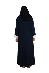 Humeira Abaya Dubai Style Simple Abaya Burkha in Premium Crush Fabric Coat Type Double CY Crush Abaya Blue Stone Line - 54, Blue, 300 gms