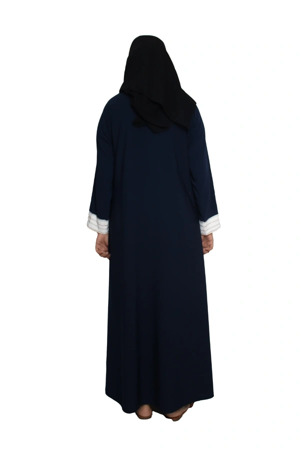 Humeira Abaya Dubai Style Simple Abaya Burkha in Premium Crush Fabric Coat Type Double CY Crush Abaya Blue Stone Line - 54, Blue, 300 gms