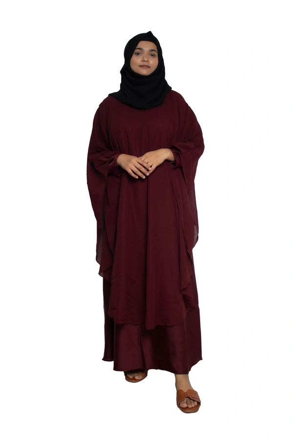 Humeira Abaya Dubai Style Simple Abaya Farasha in Al Nida Fabric Simple Farasha Maroon