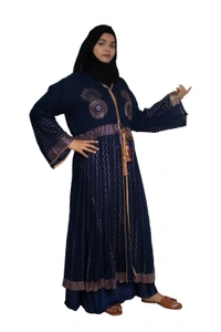 Humeira Abaya Dubai Style Stone Work Abaya Shrug in Al Nida Fabric Simple Sherwani Botton Chitta Double Abaya blue - 54, Blue, 300 gms