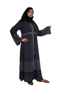 Humeira Abaya Dubai Style Stone Work Abaya Shrug in Al Nida Fabric Simple Sherwani Botton Chitta Double Abaya beige - 54, Beige, 300 gms