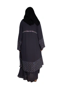 Humeira Abaya Dubai Style Stone Work Abaya Shrug in Al Nida Fabric Simple Sherwani Botton Chitta Double Abaya beige - 54, Beige, 300 gms