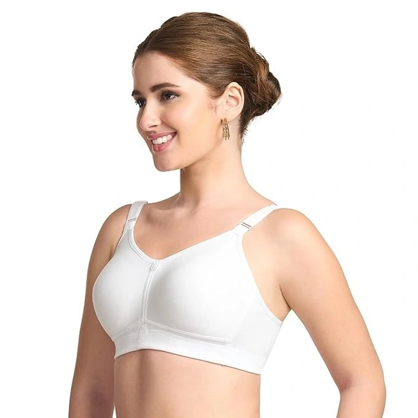 TRYLO Trylo T-Fit Women's Full Coverage Non-Padded Bra | Soft Cotton Comfort Bra - 36D, WHITE