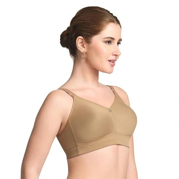 TRYLO Trylo T-Fit Women's Full Coverage Non-Padded Bra | Soft Cotton Comfort Bra - 38D, NUDE