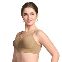 TRYLO Trylo T-Fit Women's Full Coverage Non-Padded Bra | Soft Cotton Comfort Bra - 38D, NUDE