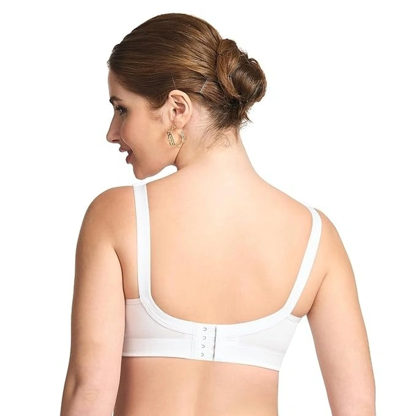 TRYLO Trylo T-Fit Women's Full Coverage Non-Padded Bra | Soft Cotton Comfort Bra - 36D, WHITE