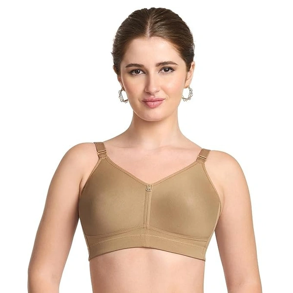 TRYLO Trylo T-Fit Women's Full Coverage Non-Padded Bra | Soft Cotton Comfort Bra - 38D, NUDE