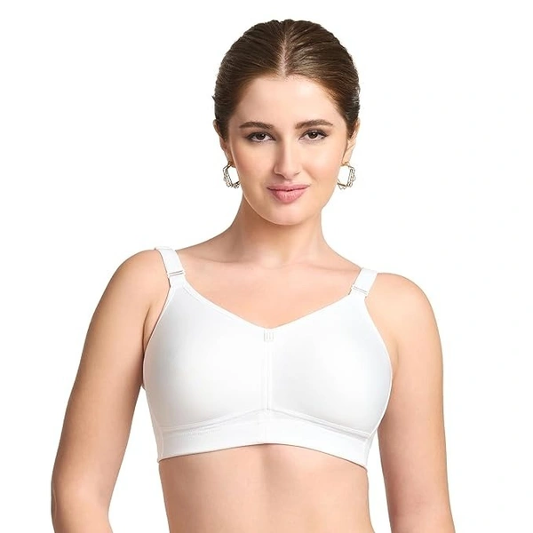TRYLO Trylo T-Fit Women's Full Coverage Non-Padded Bra | Soft Cotton Comfort Bra - 36D, WHITE