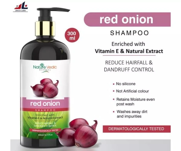 Nature Vedic Red Onion Shampoo for Dandruff & Hair fall Control - 300 ml