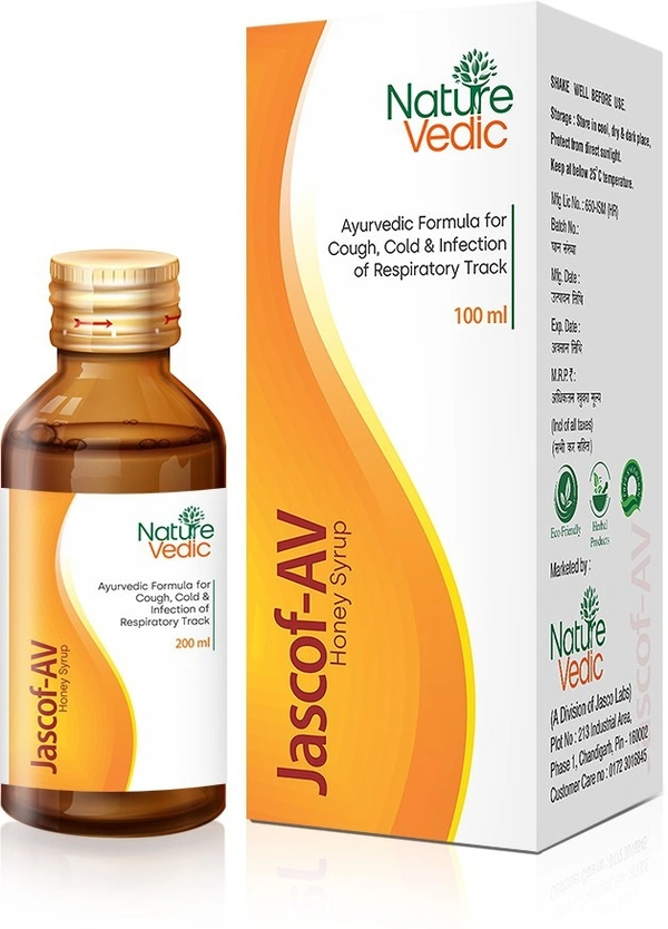 Nature Vedic Jascof Av Honey Cough Syrup For All Types of Cold & Cough | 100 ml - 100 ml