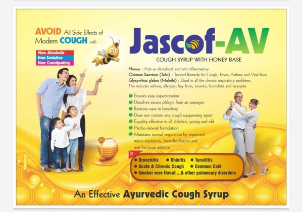 Nature Vedic Jascof Av Honey Cough Syrup For All Types of Cold & Cough | 100 ml - 100 ml