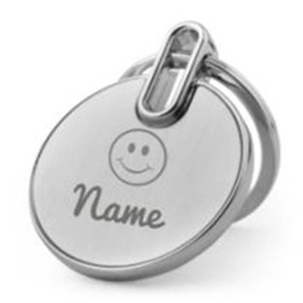 circular Smile Keychain with engraved name - Bangalore 24 hrs up to 72 hours / Other Cities 4 to 7 days., SBG