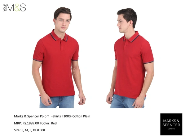 Marks & Spencer Polo T-Shirts Red M&S T Shirts - S M L Xl XXL, Red, Bangalore 24 hrs up to 72 hours / Other Cities 4 to 7 days., DAR