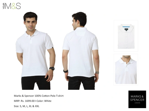 Marks & Spencer Polo T-Shirts Black M&S T Shirts - S M L Xl XXL, WHITE, Bangalore 24 hrs up to 72 hours / Other Cities 4 to 7 days., DAR
