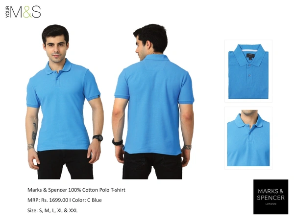 Marks & Spencer Polo T-Shirts C Blue M&S T Shirts - S M L Xl XXL, c blue, Bangalore 24 hrs up to 72 hours / Other Cities 4 to 7 days., DAR