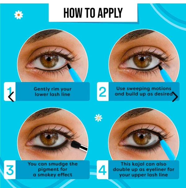 Sugar Pop Longwear Kajal - 01 Black Instent Dark Kohl Kajal For Women|Long-lasting, Smudge Proof, Bold, Budge Proof, Velvet Finish|Lasts Up to 16 Hours