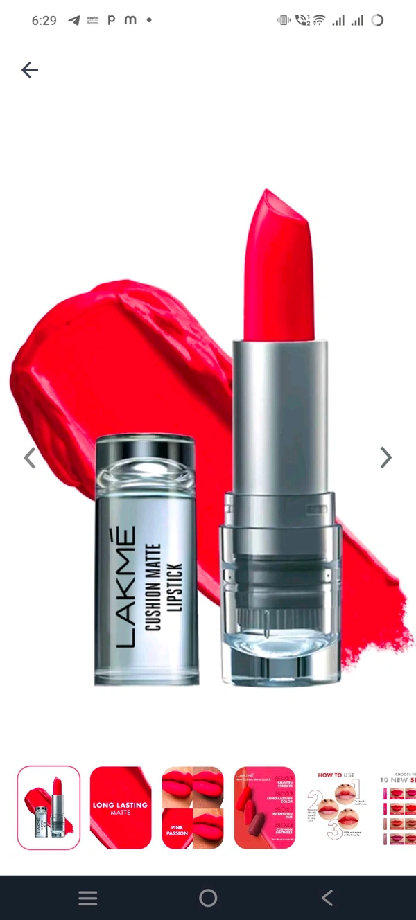 HUL Lakme Cushion Matte Lipstick Pink Passion CP15