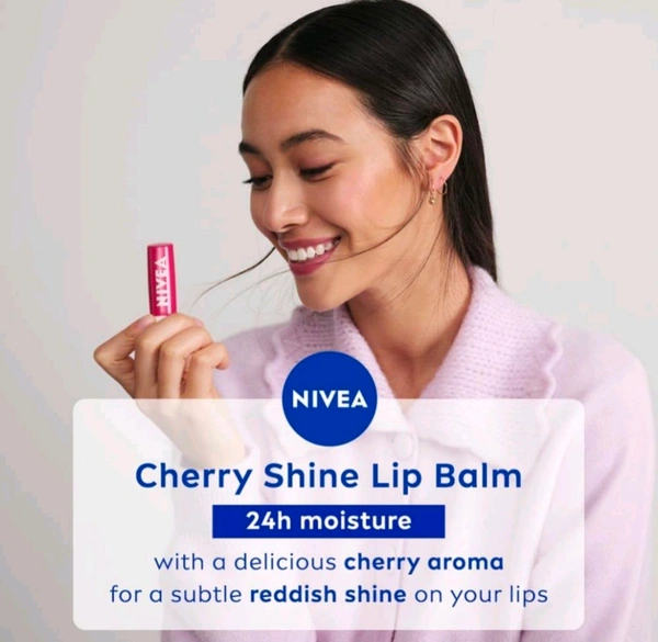 Nivea Cherry Shine Long Lasting Moisturisation Caring Lip Balm 4.8g - 4.8 G