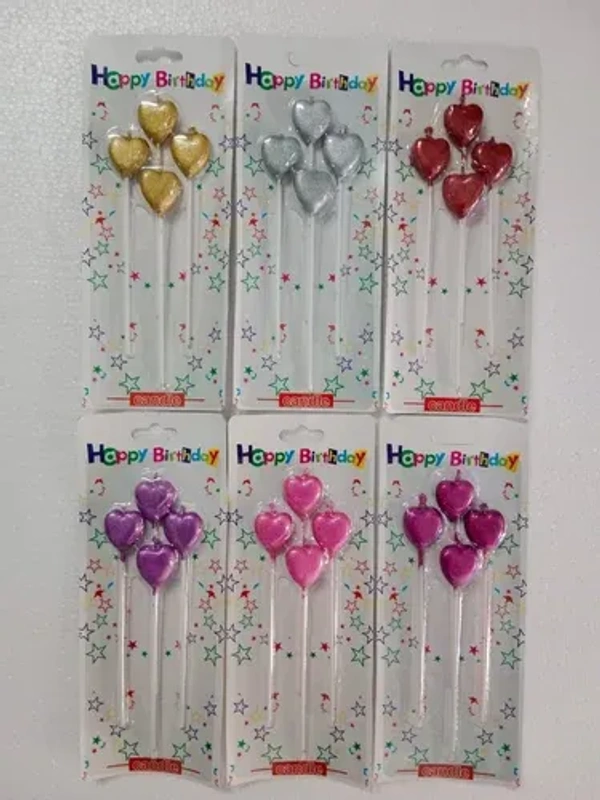 Fancy Heart Candles 4pc Pack