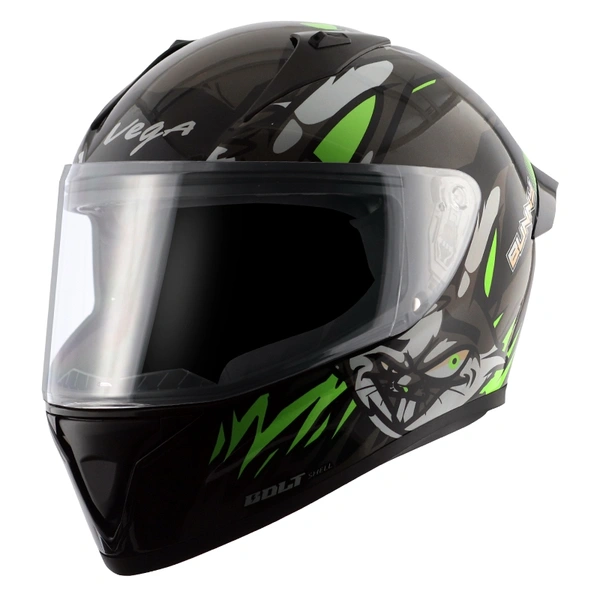 Vega Bolt Bunny Dull Black Green Helmet - M