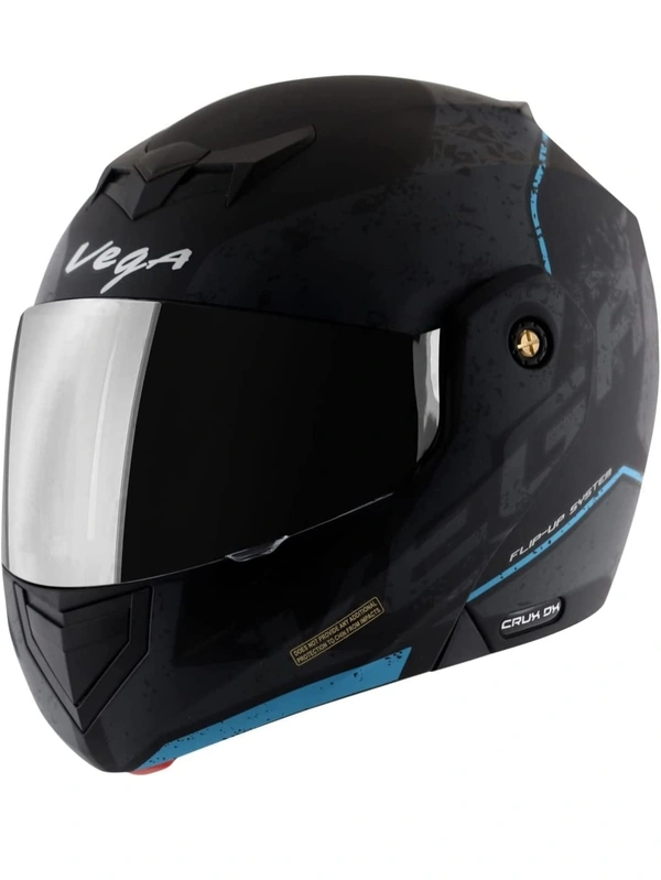 Vega Crux Dx Victor Dull Black Grey Helmet with Clear Visor - L