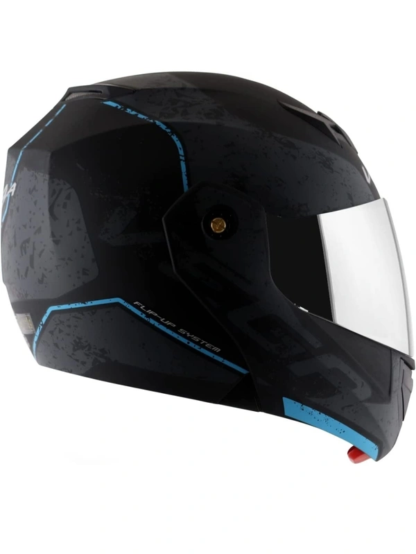 Vega Crux Dx Victor Dull Black Grey Helmet with Clear Visor - L