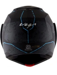 Vega Crux Dx Victor Dull Black Grey Helmet with Clear Visor - L