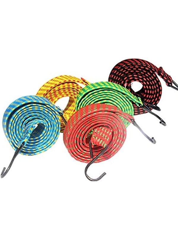 Ultra Flexible Double Stretchable Multipurpose Bungee Cord Rope for Luggage (2 Pcs. Set) - Multi Color