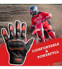 Steelbird Full Finger Riding Gloves (Black/Red)  - M
