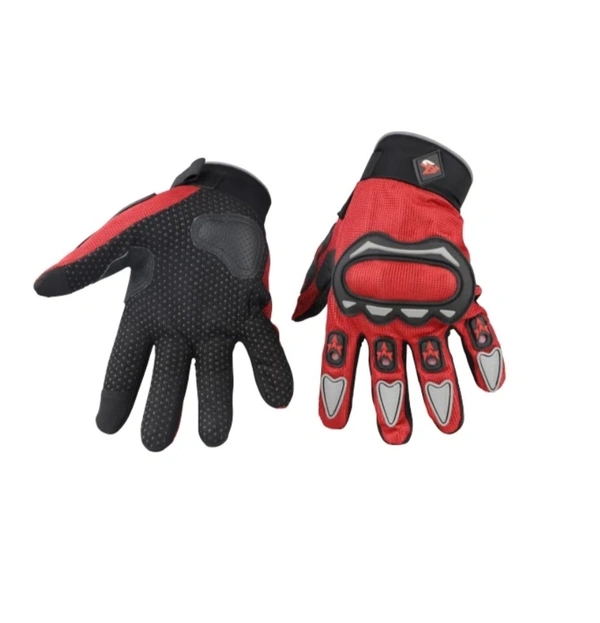 Steelbird Full Finger Riding Gloves (Red/Grey) - L