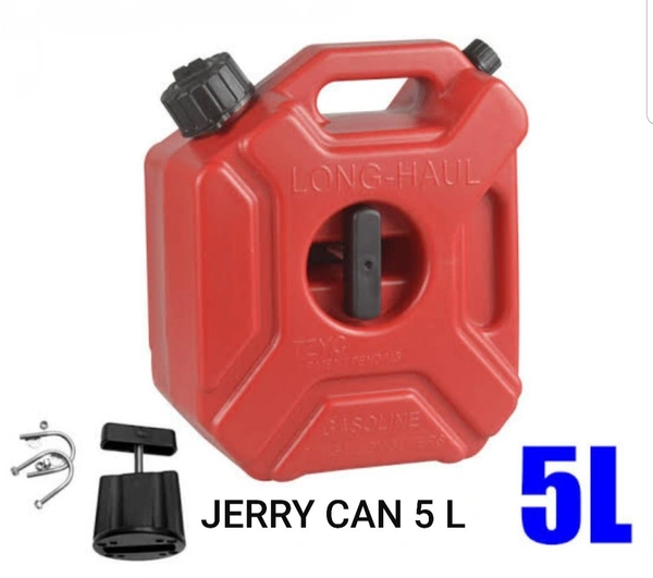 Universal 5 Liters Jerry Can (with Lock Bracket) For Motorcycle, Car, SUV etc (Red)