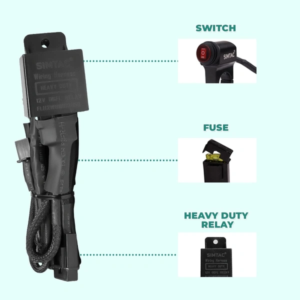 Simtac Aux Lights Dual Color Wiring Harness Kit| for Bikes & Cars| FLH-2W ( WITHOUT FLASHING )