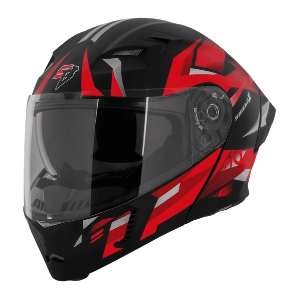 Steelbird Sba-20 ISS Shield X Glossy Black With Red - L