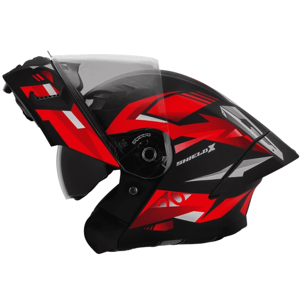 Steelbird Sba-20 ISS Shield X Glossy Black With Red - L