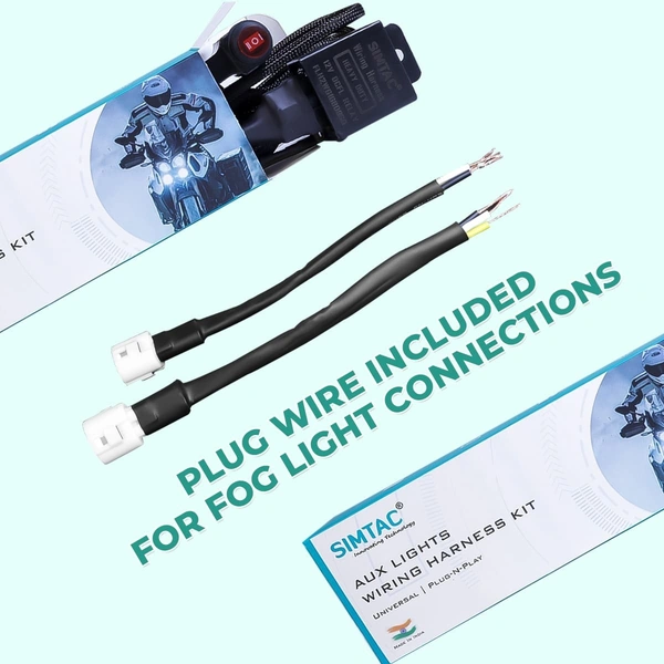 Simtac Aux Lights Dual Color Wiring Harness Kit| for Bikes & Cars| FLH-2W ( WITHOUT FLASHING )