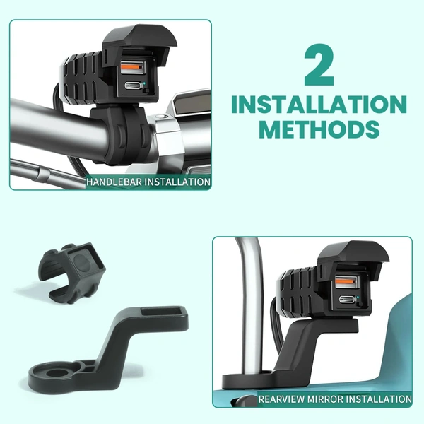 SIMTAC RapidRide PRO: 51W Dual-Port USB-A & Type-C Charger with Voltmeter for Universal Fitment