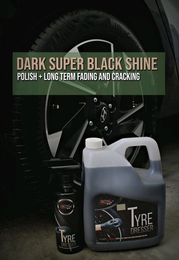 Autospa AUTO SPA Tyre Dresser Spray Polish 500mL | Easy to use | Zero dust Attraction | Renew Faded tyre | Non-Greasy | Gives Long Lasting Wet Black Shine, with Sponge Applicator Pad