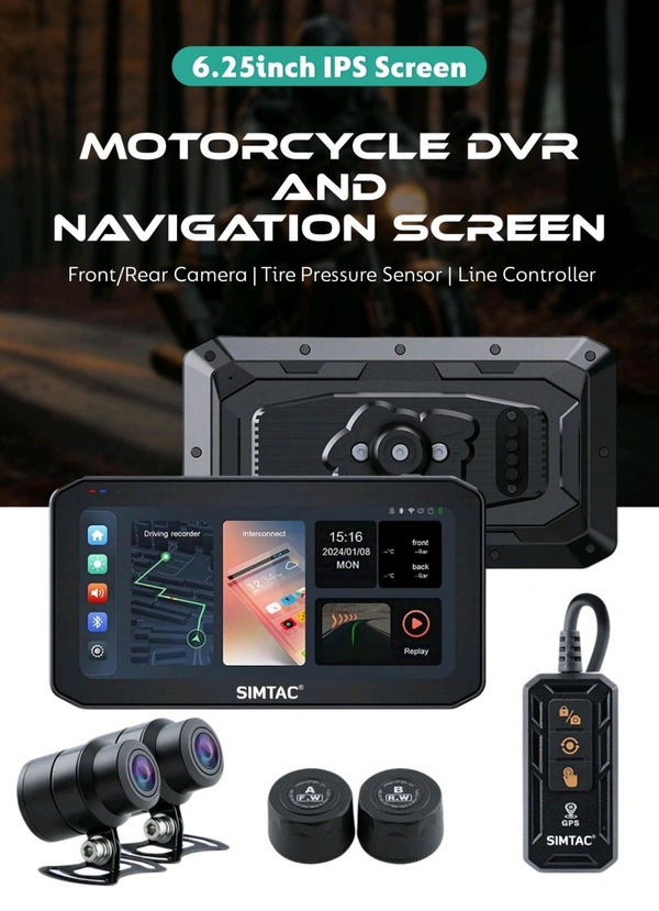 Simtac Motorcycle Navigation DVR & Display Screen – M6DT